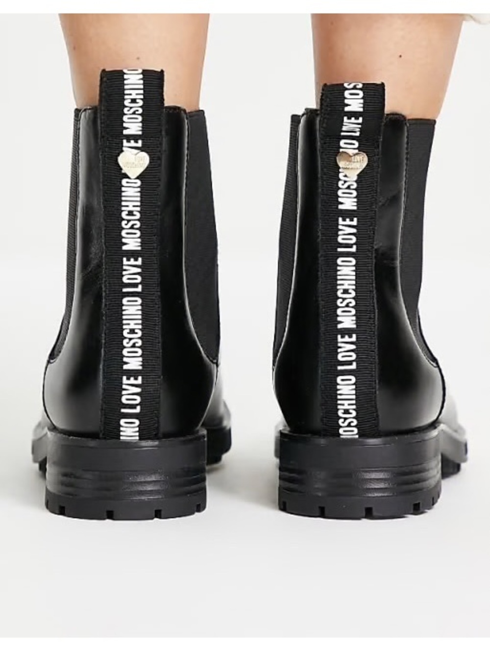 Love Moschino black patent Chelsea boots